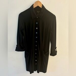 Blue Sky Clothing Bamboo & Cotton Black Button Up Shirt Dress, Size S. So comfy!